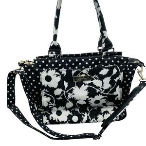 GUC JuJuBe "Be Classy" Diaper Bag Travel‎ Baby Utility Black Wht Floral Polkadot